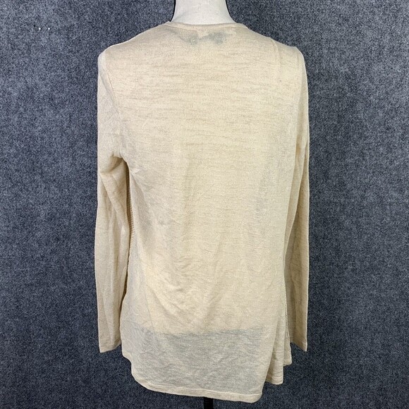 Melanie Lyne Open Cardigan Women Medium Tan Faux Suede Draped Front Knit Back - Picture 5 of 8